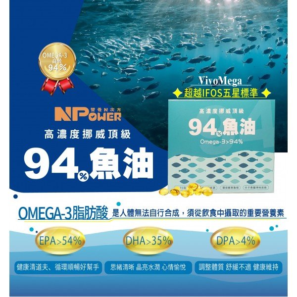 新品上市！！【NPower營養N次方】94%挪威魚油