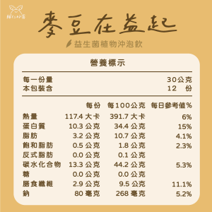 【輔大一粒麥】麥豆在益起．益生菌全效植物飲